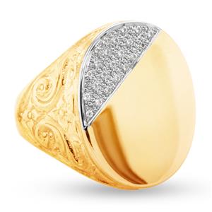 <p>Carved Signet Ring with rhodium plated diamonds. Total Diamond Weight 0.146ct</p>
<p> </p>